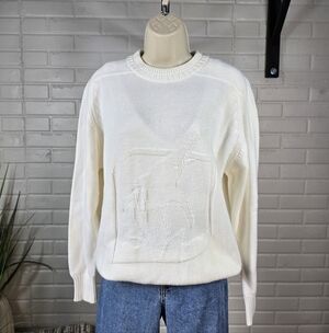 Vintage Lyle and Scott Off White Knit Long Sleeve Sweater Small